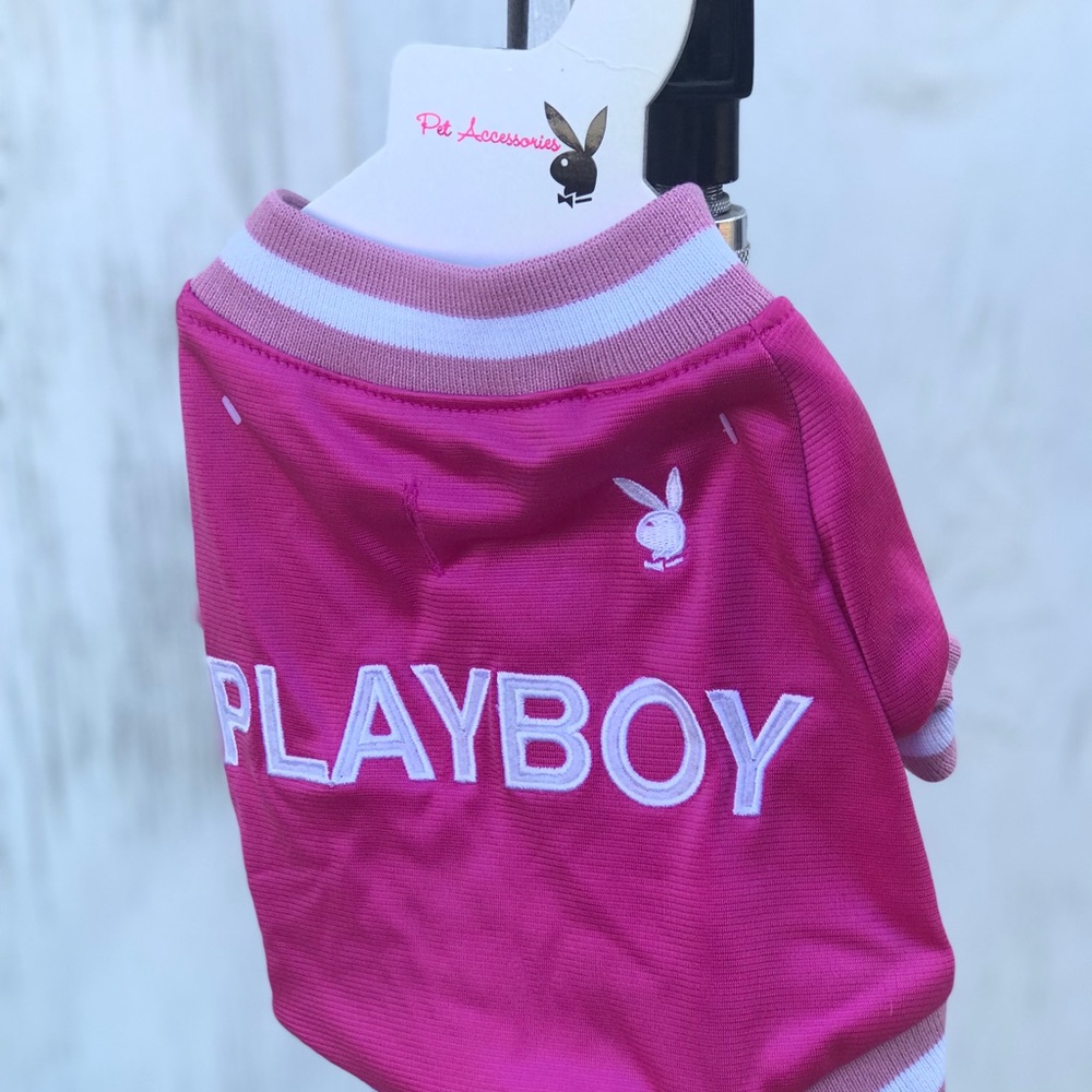 Playboy dog pet jacket sport coat pink white clothes bunny sweatshirt sweater